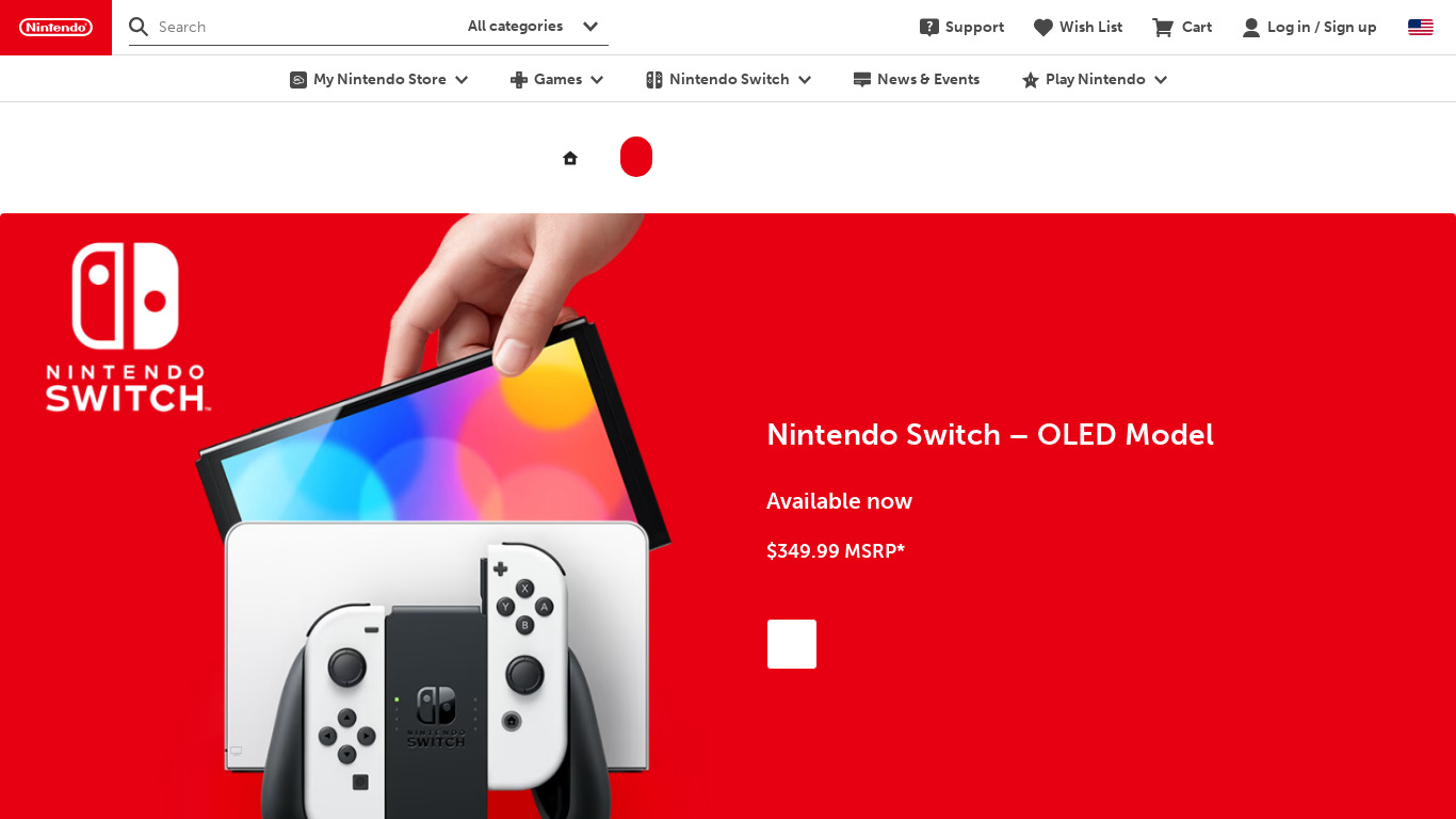 Nintendo Switch (OLED Model) Landing page