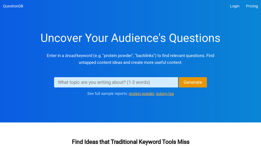 QuestionDB Landing Page