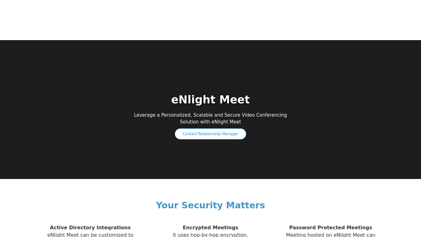 eNlight Meet Landing page