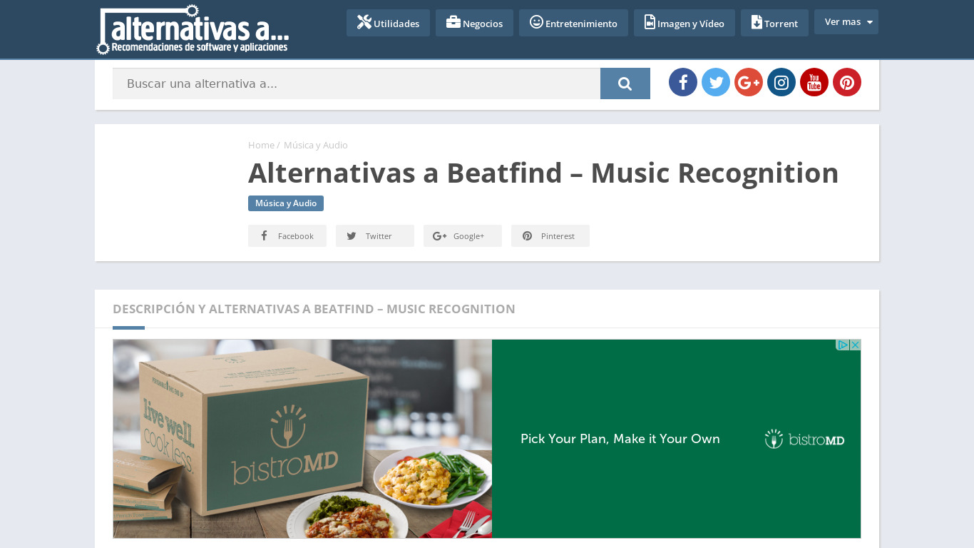 Beatfind – Music Recognition Landing page