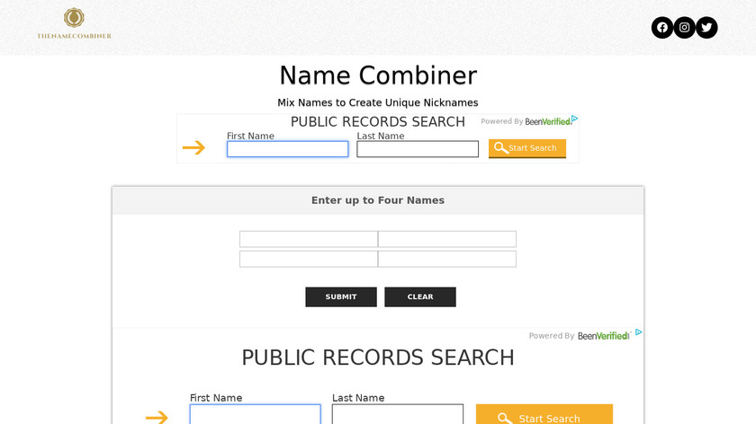 The Name Combiner Landing Page