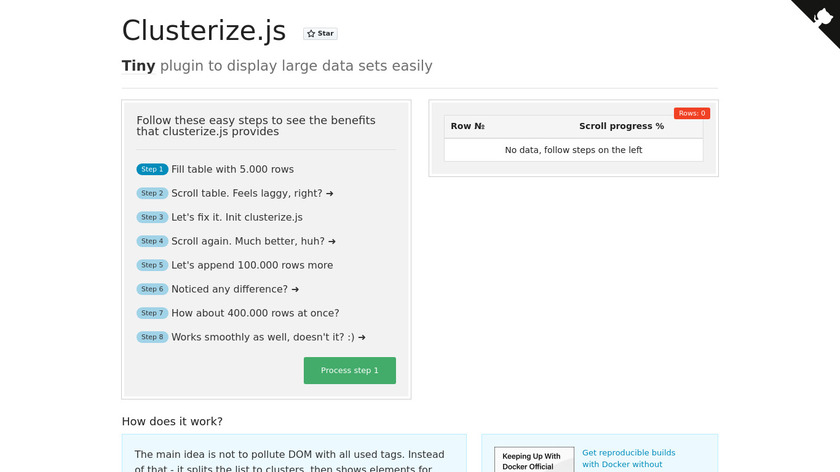 Clusterize.js Landing Page