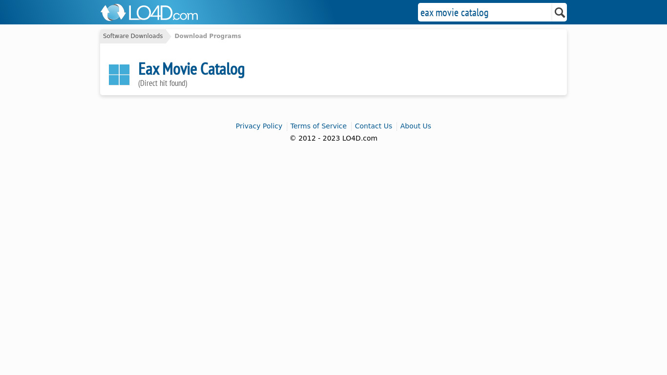 Eax Movie Catalog Landing page