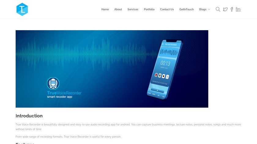 tirichlabs.com True Voice Recorder Landing Page