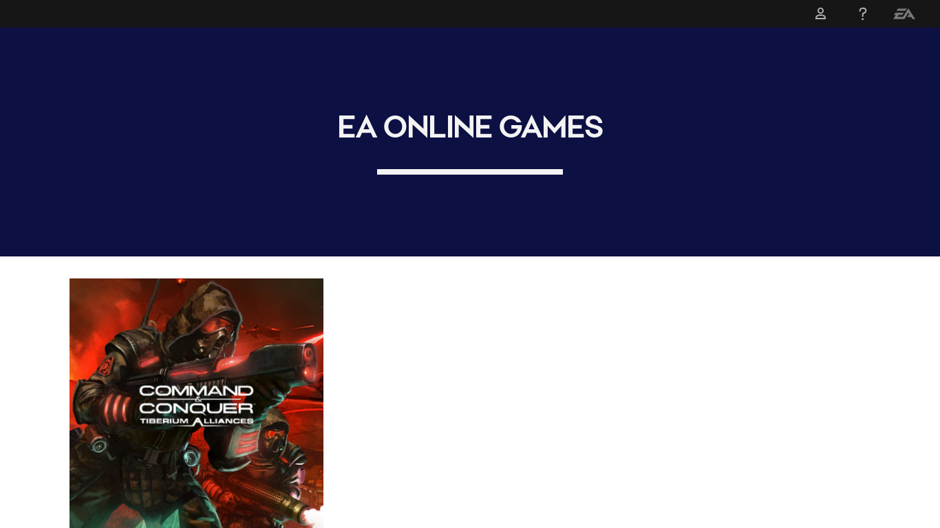 EA Online Games Landing page