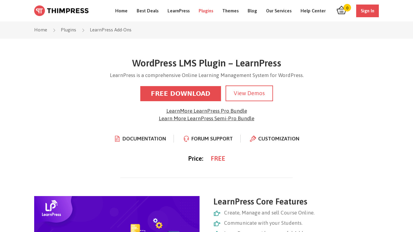 LearnPress Landing page