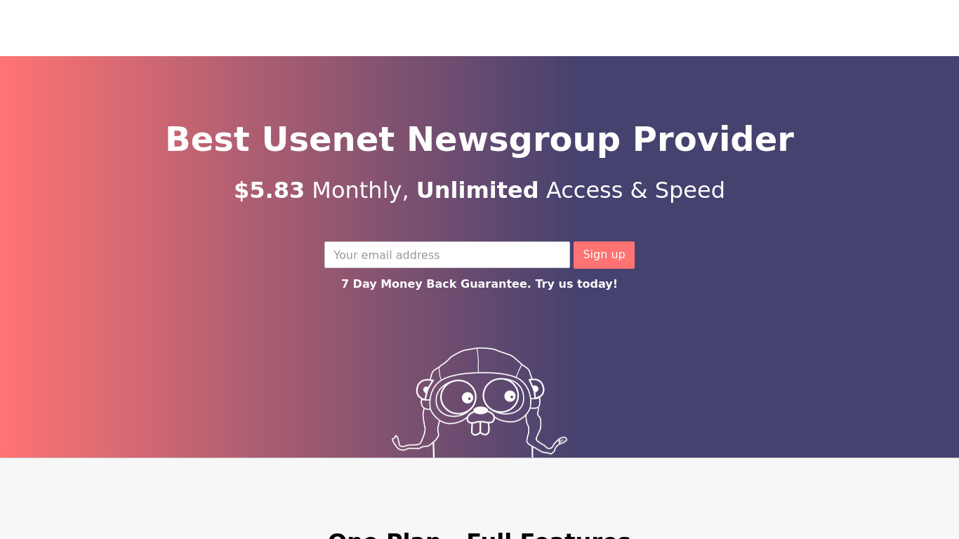 Newsgroup Ninja Landing page