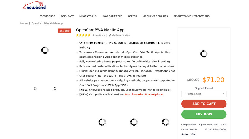 Opencart PWA Mobile App Landing Page