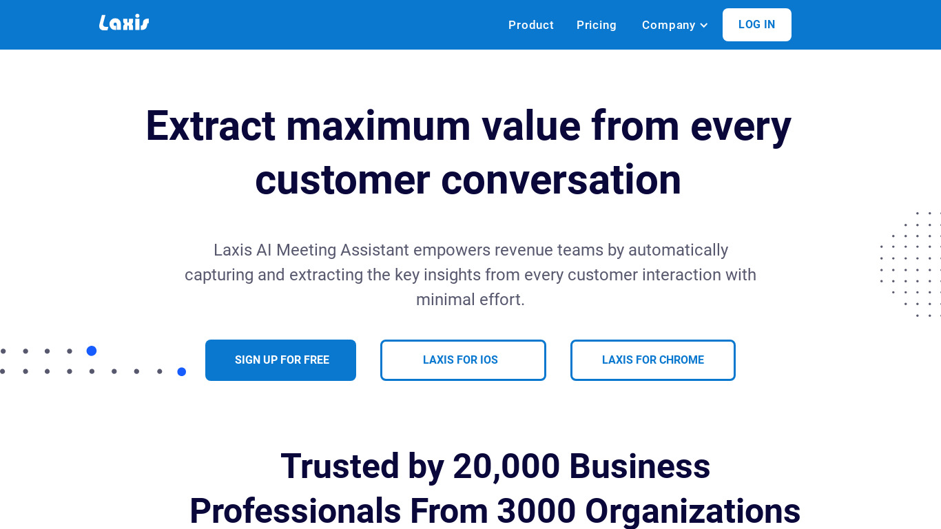 Laxis Landing page