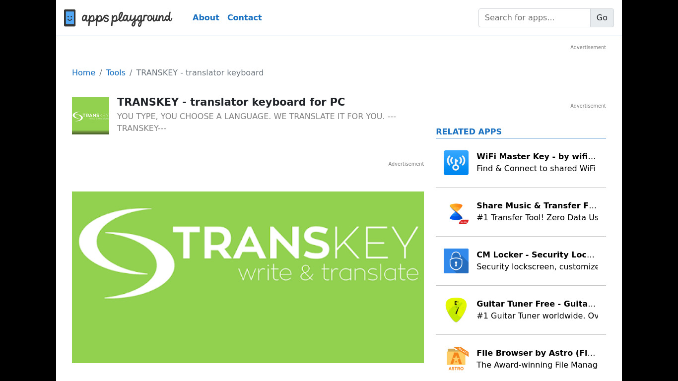 TRANSKEY – translator keyboard Landing page