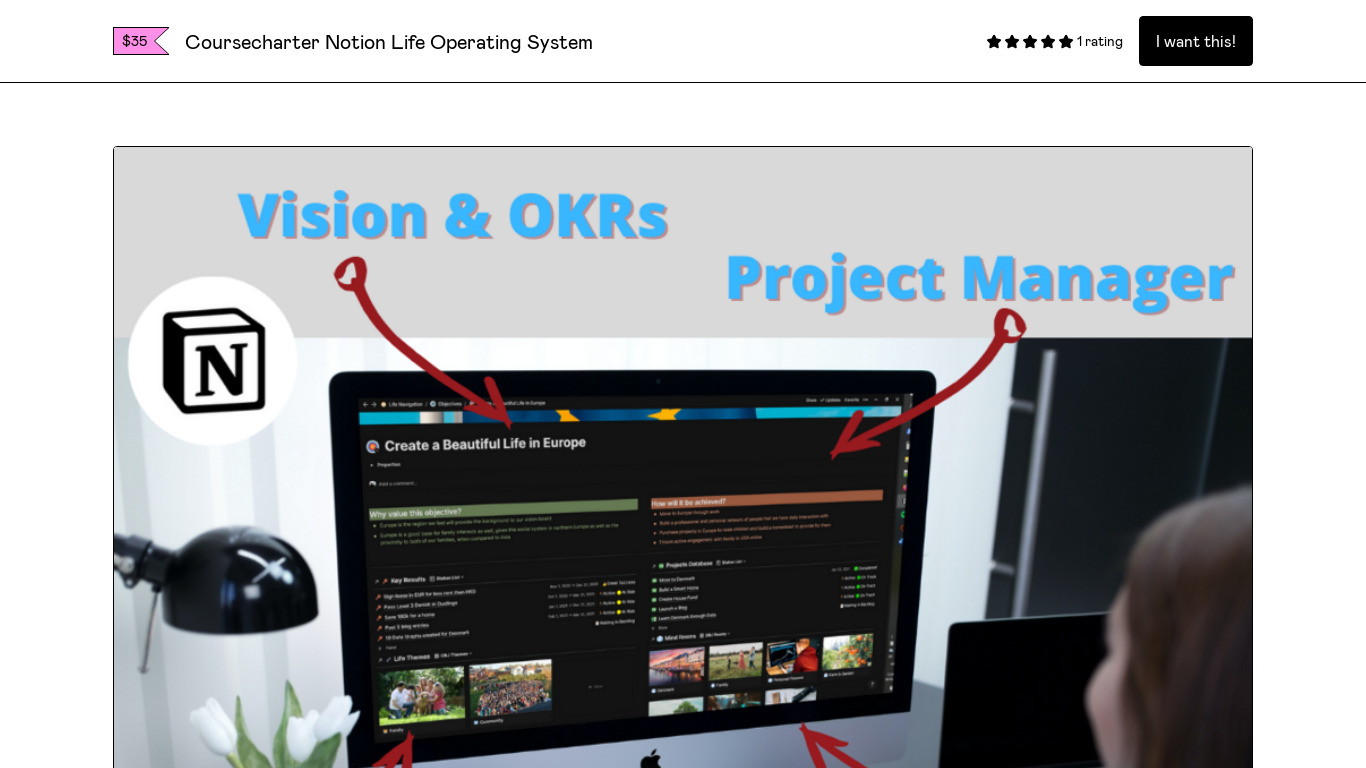 Coursecharter Notion System Landing page