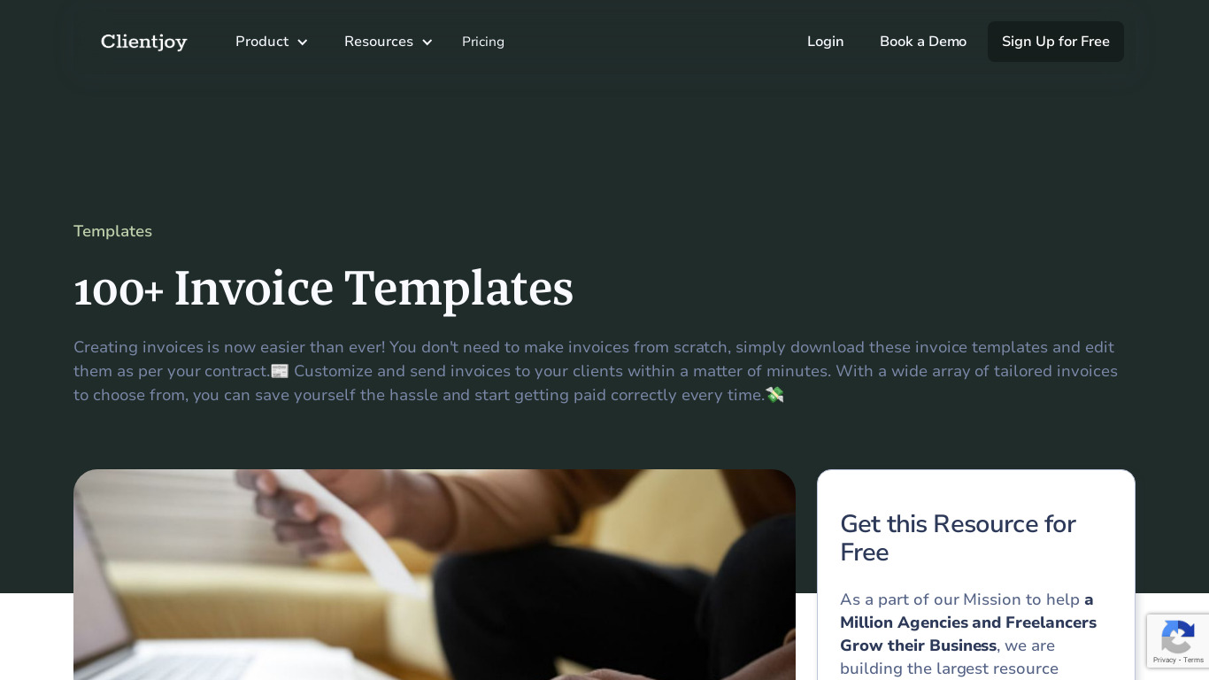 100+ Invoice Templates Landing page