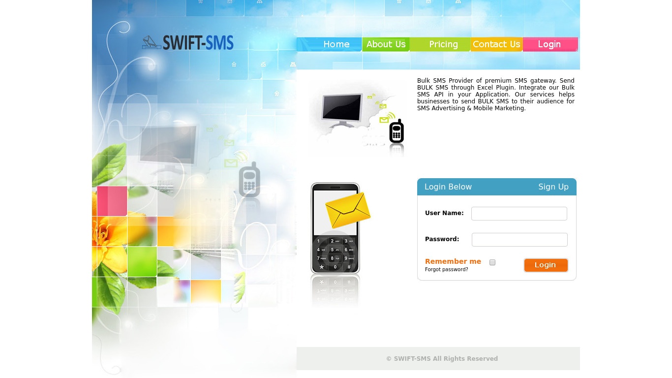 Swifto SMS Landing page