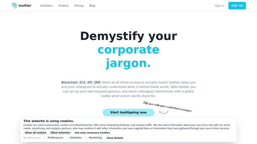 tooltipr Landing Page