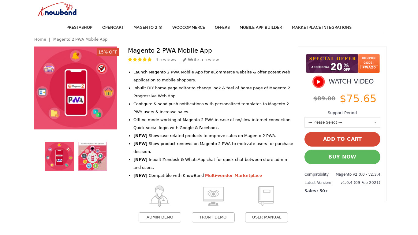 Magento 2 PWA Mobile App Landing page