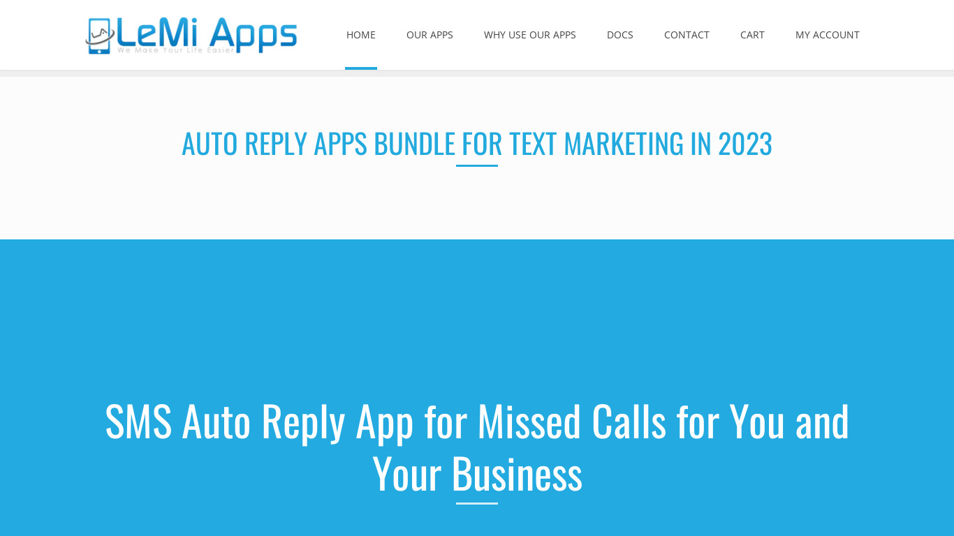 SMS Auto Reply Landing page
