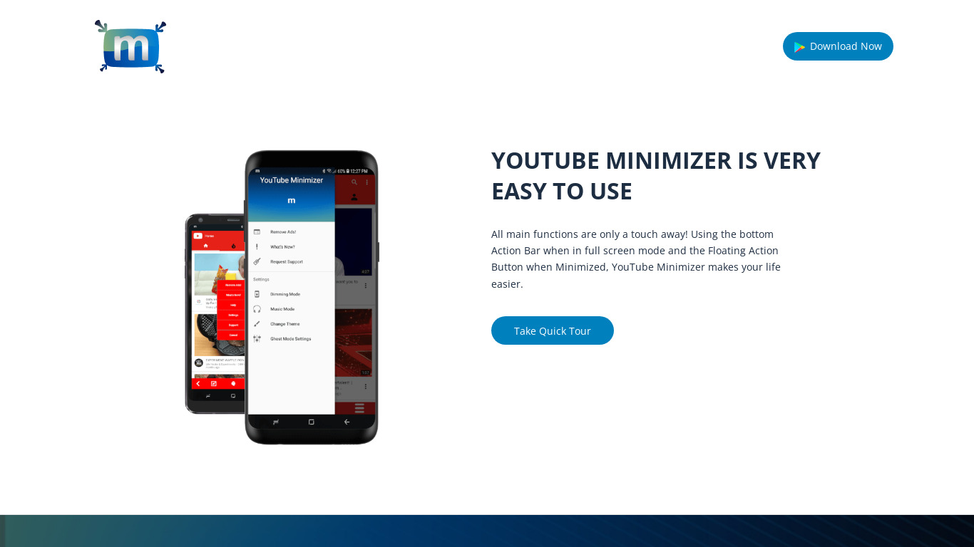 Minimizer for YouTube Landing page