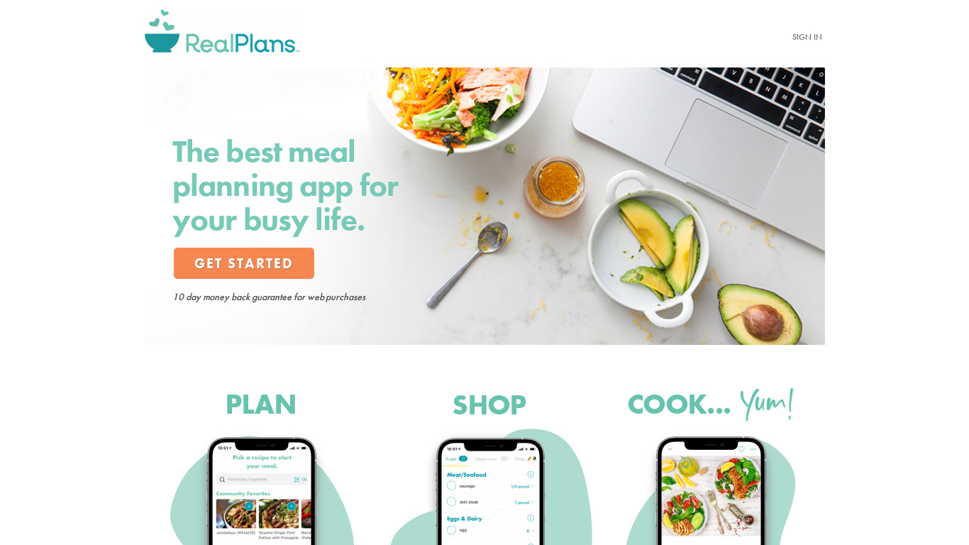 Real Plans Landing page