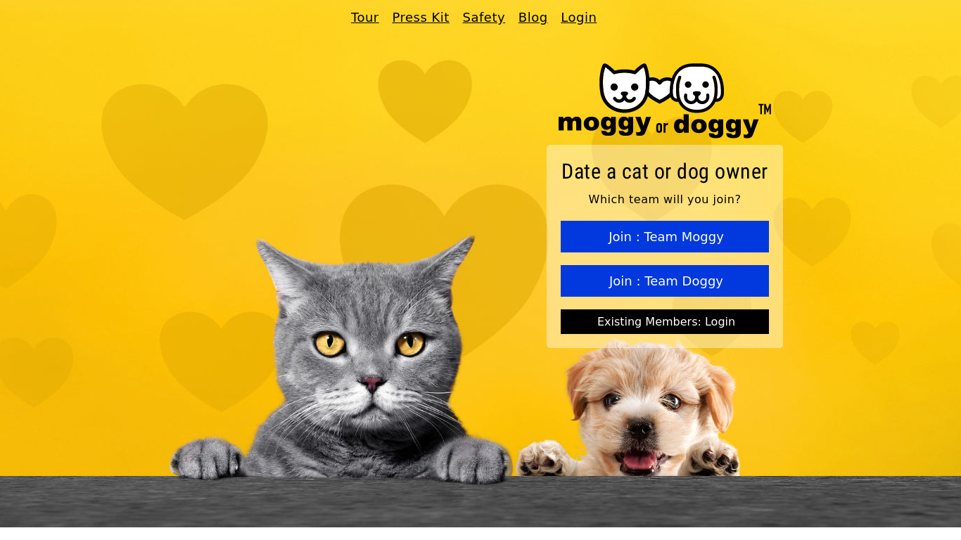 Moggy or Doggy Landing page