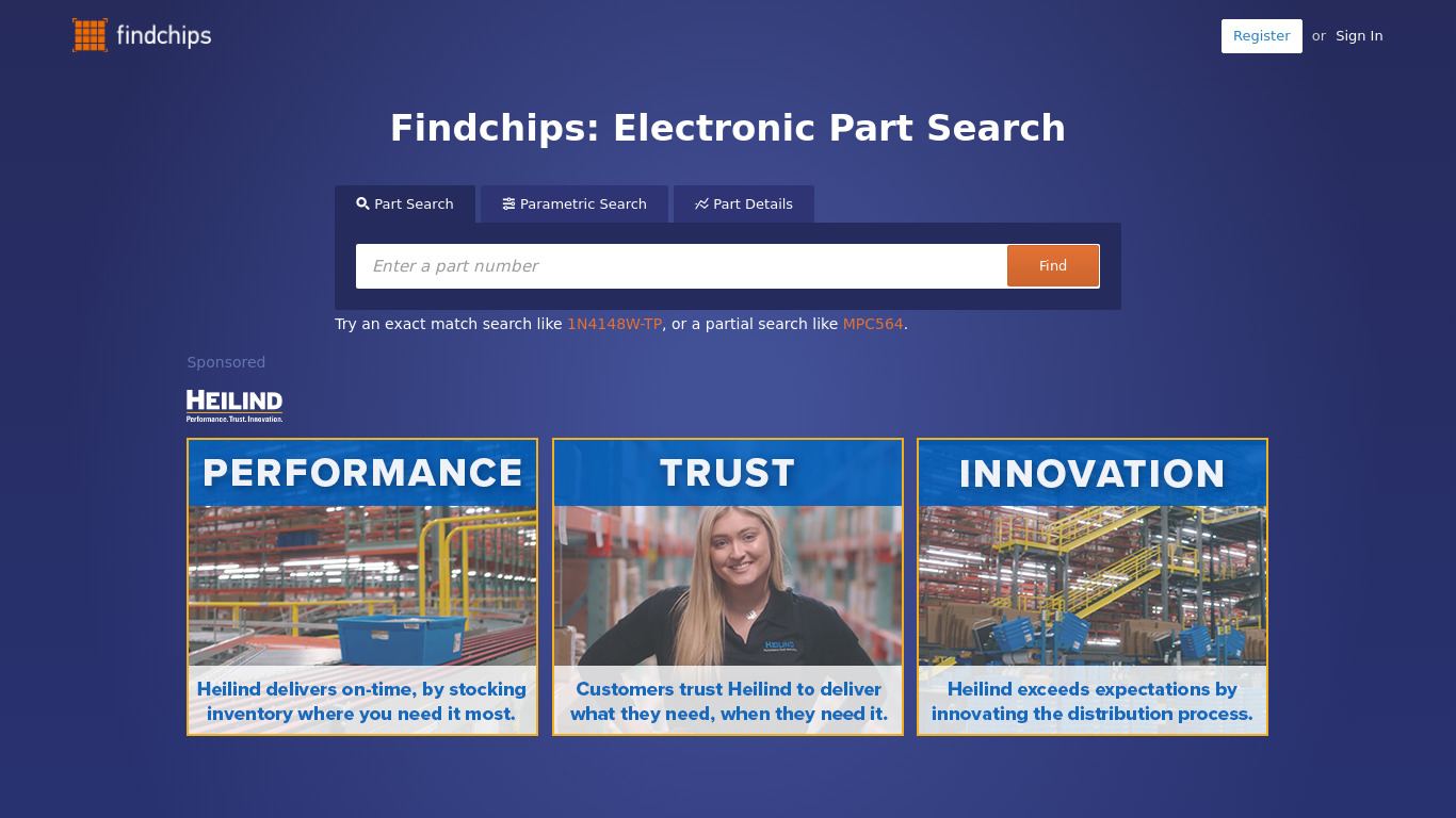 Findchips Landing page