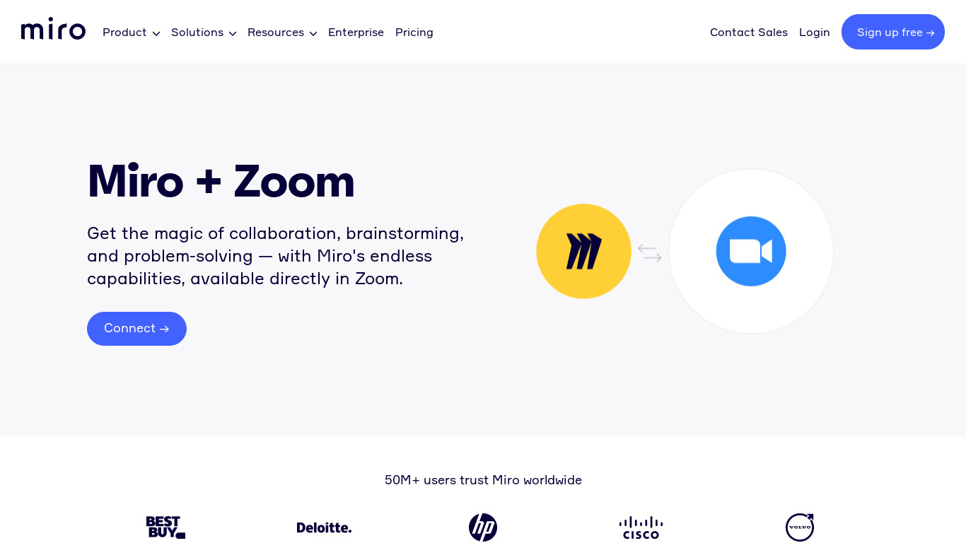 Miro app for Zoom Landing page