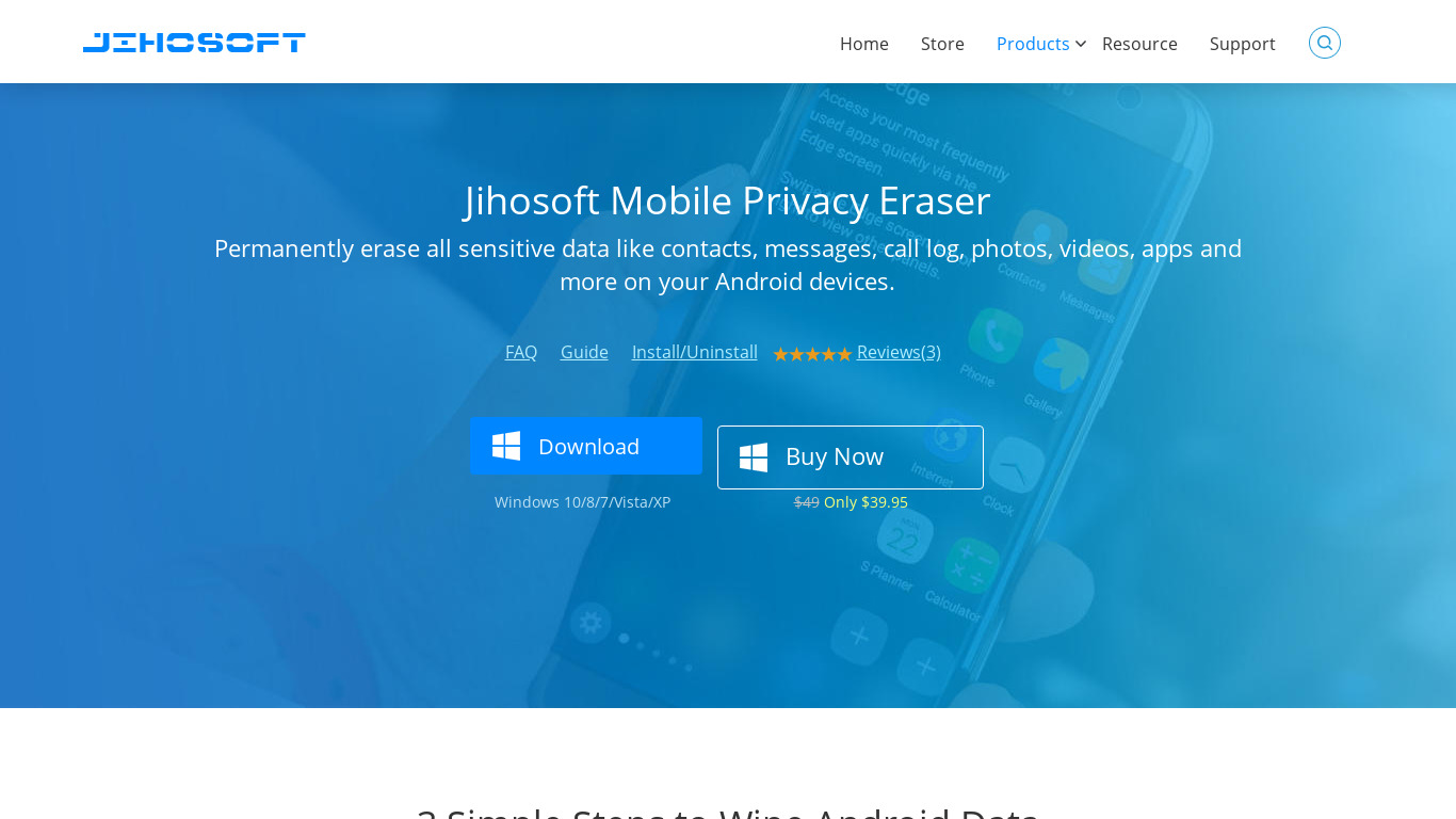Jihosoft Mobile Privacy Eraser Landing page
