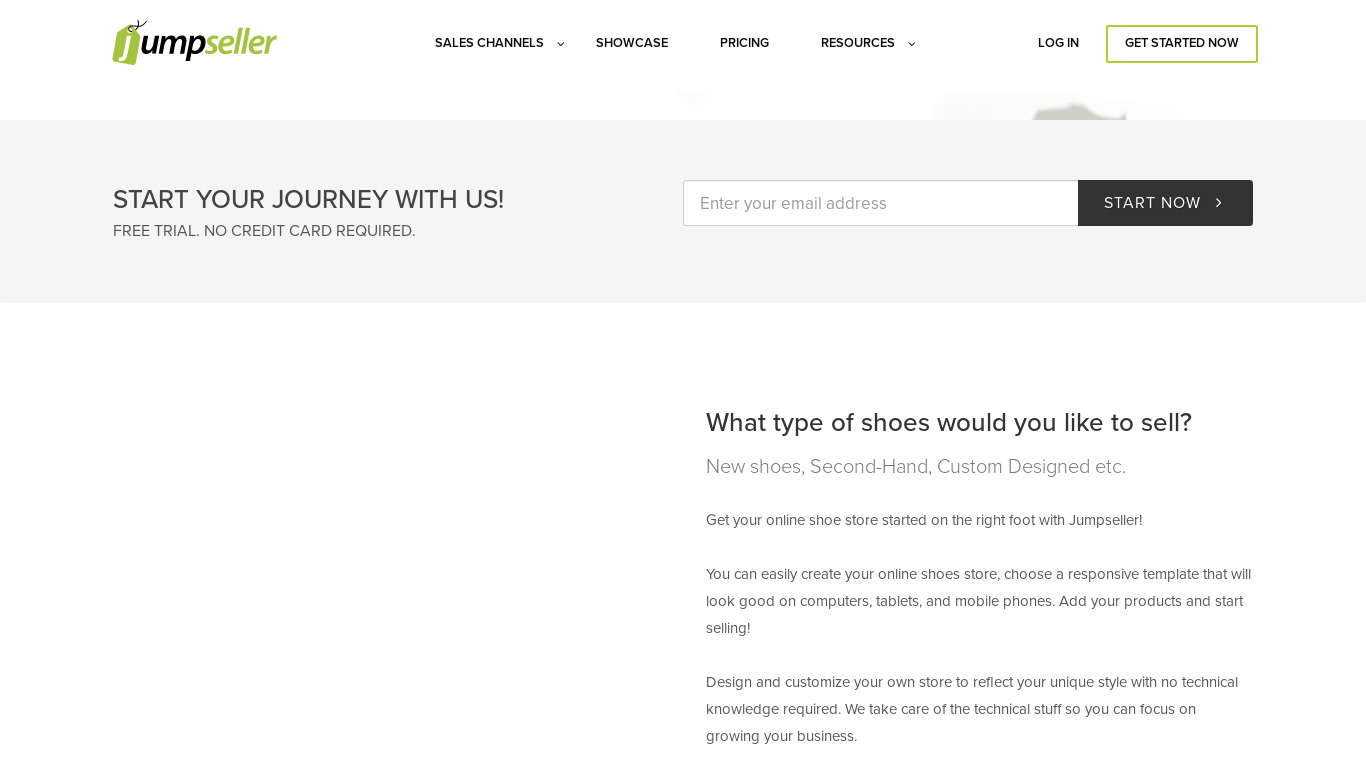 Jumpseller Sell Shoes Online Landing page