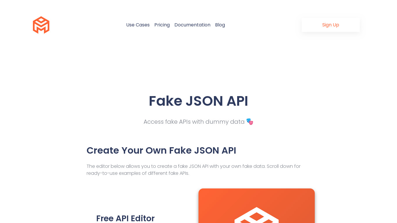 mocki Fake JSON API Landing page