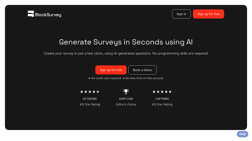 GPT-3 Surveys by BlockSurvey Landing Page