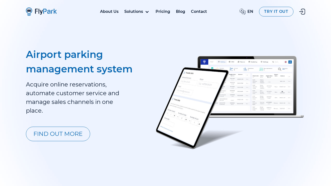FlyPark Landing page