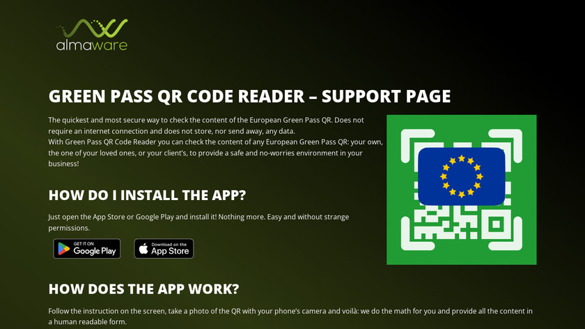 Greenpass QR Code Reader Landing Page