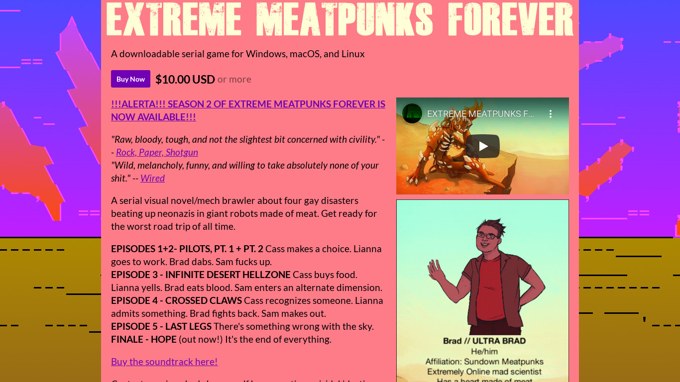 EXTREME MEATPUNKS FOREVER Landing page