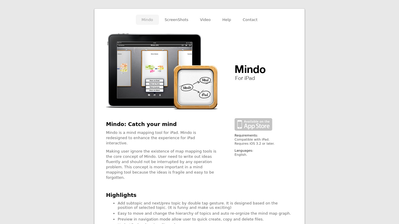 Mindo Landing page