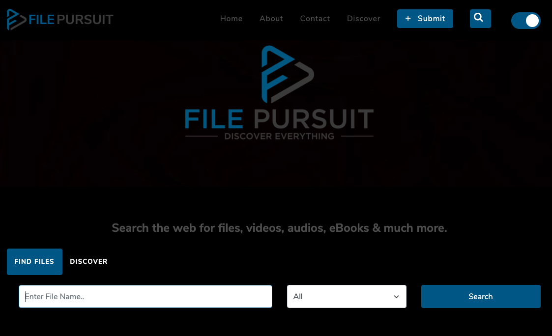 FilePursuit Landing page