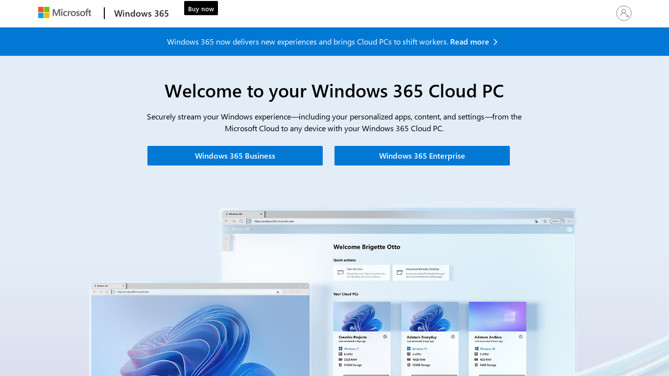 Windows 365 Landing page