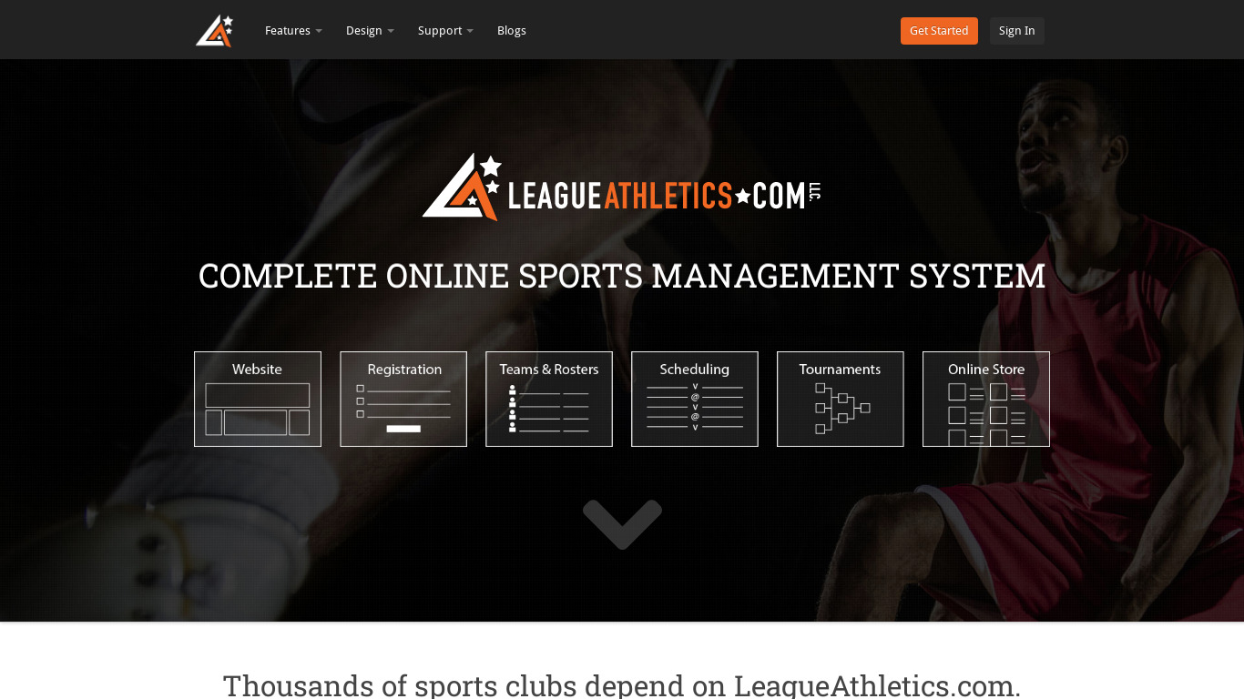 LeagueAthletics.com Landing page