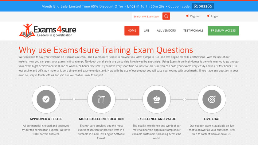 Exams4sure Landing Page