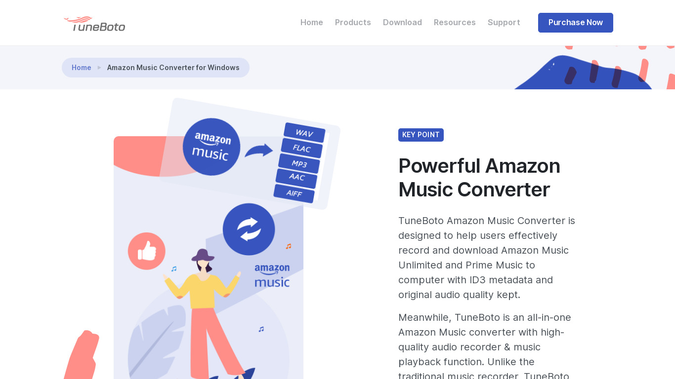 TuneBoto Amazon Music Converter Landing page