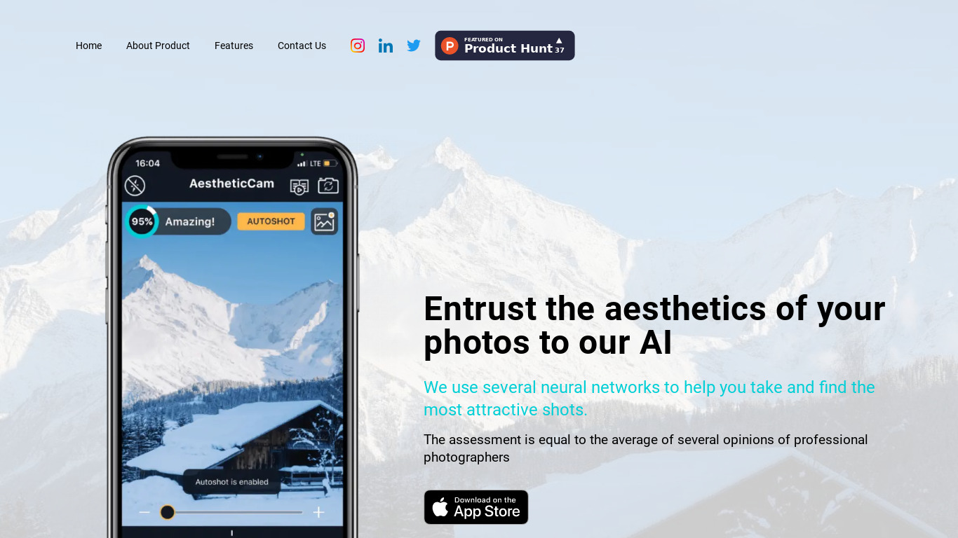 AestheticCam Landing page