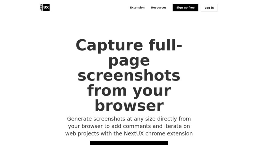 NextUX Screen Capture Chrome Extension Landing Page