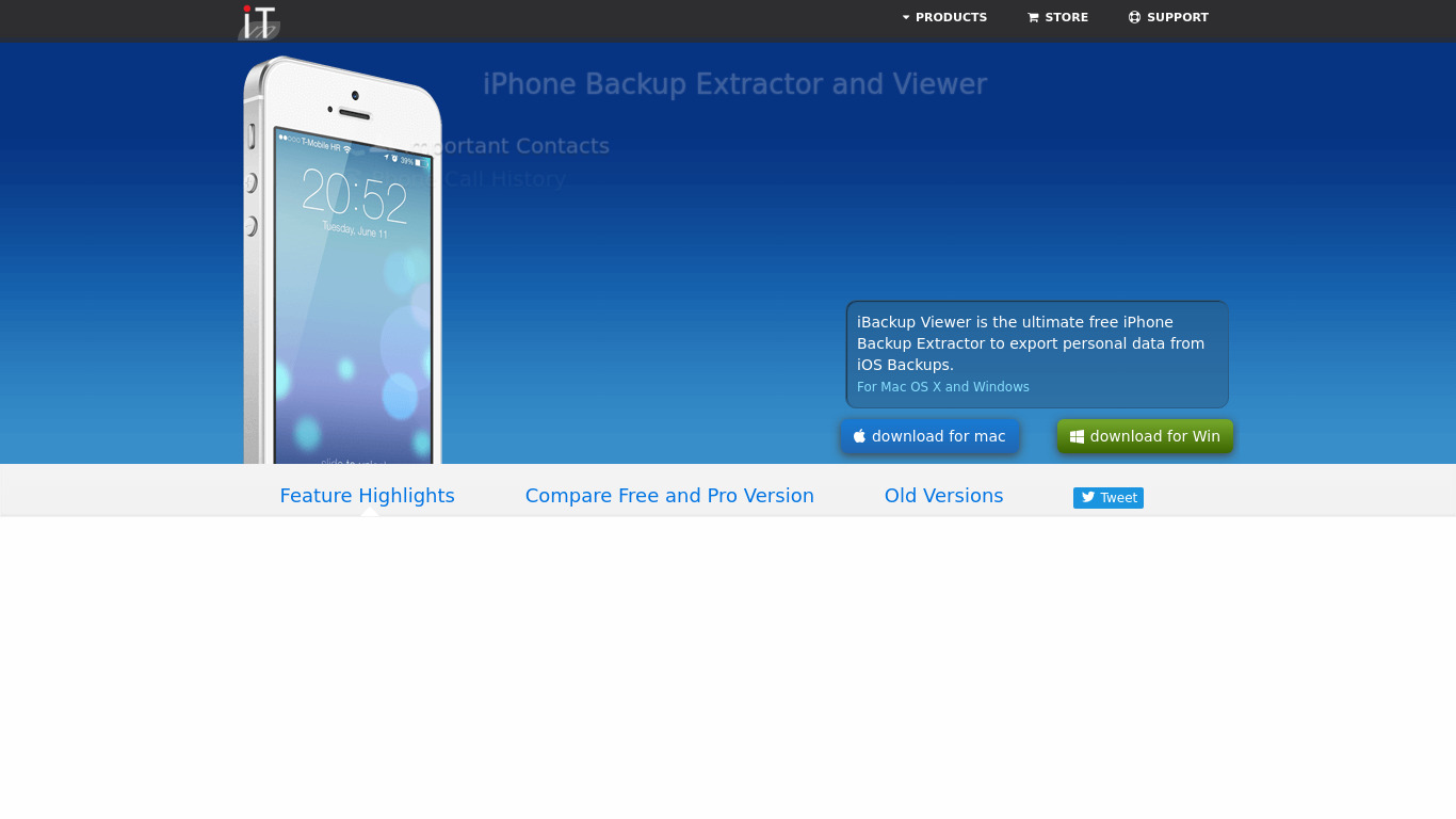 iPhone Backup Viewer Landing page