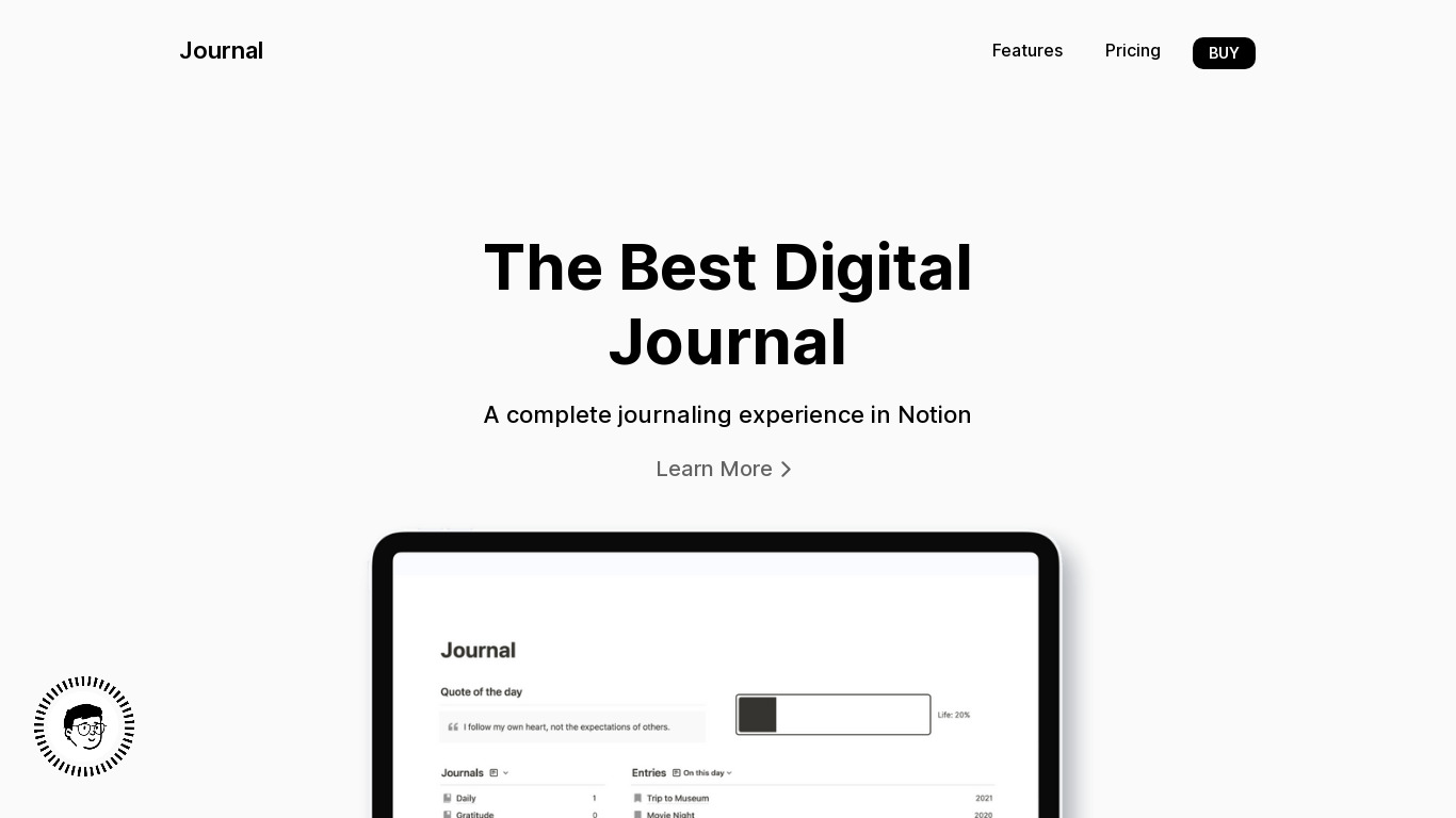 easlo.co Notion Journal Landing page