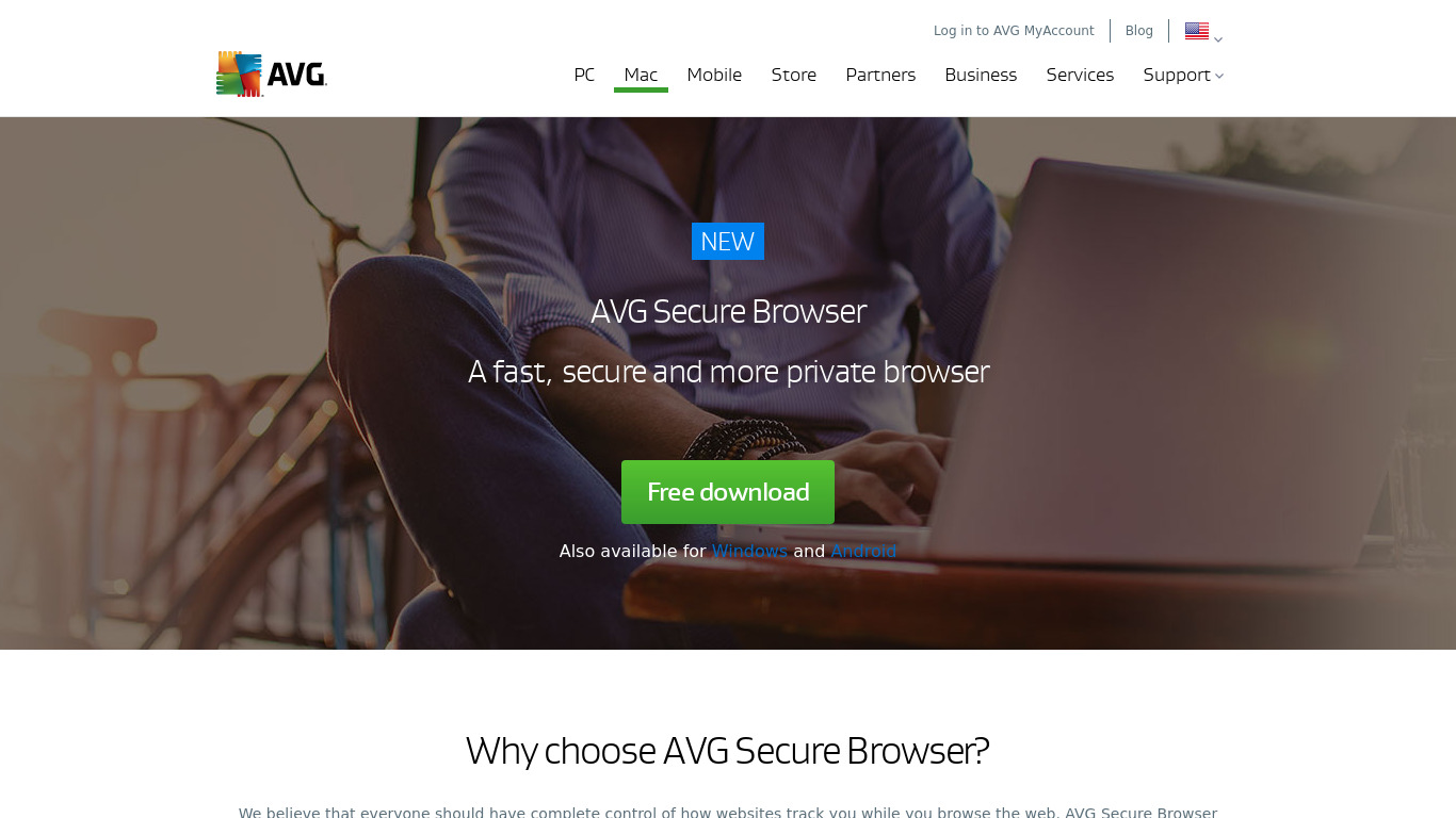AVG Secure Browser Landing page