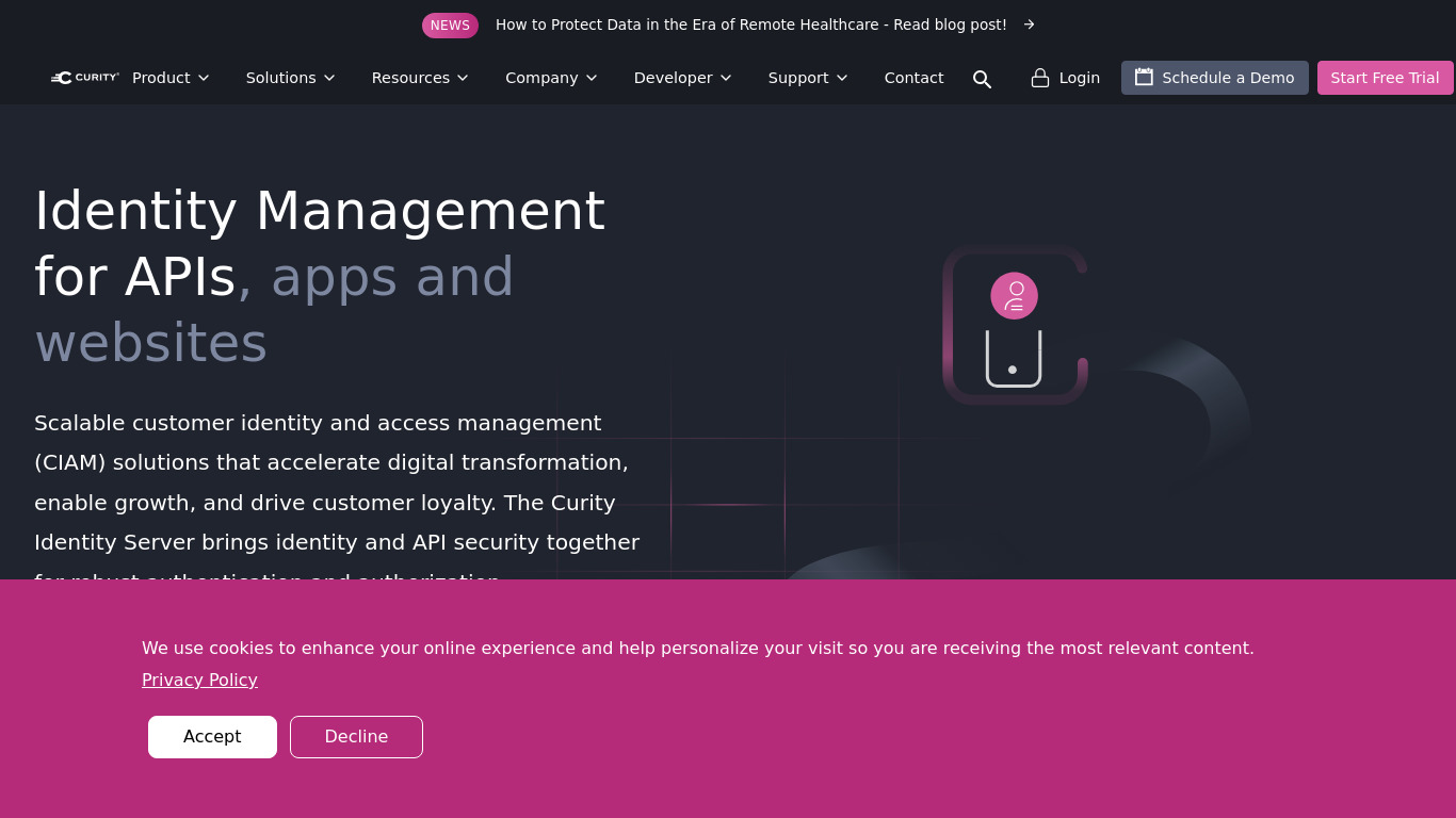 Curity Landing page