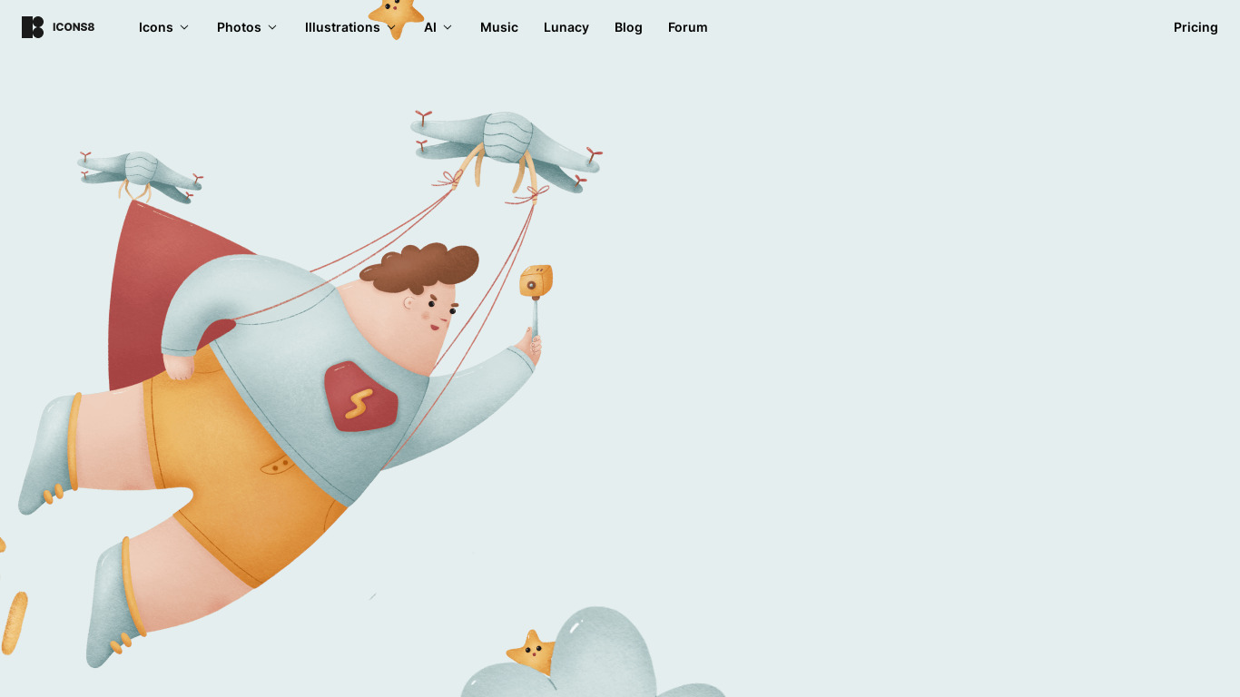 Woolly illustrations by Icons8 Landing page