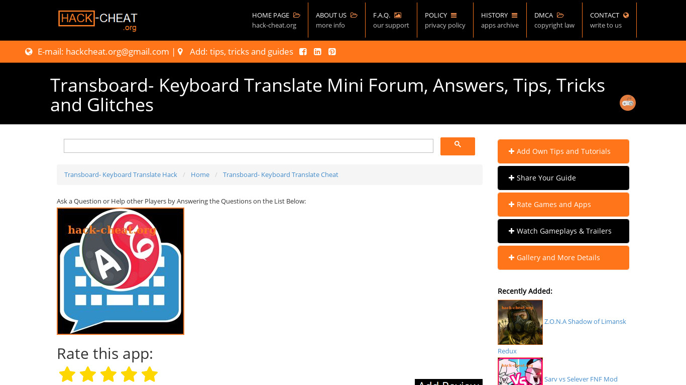 Transboard- Keyboard Translate Landing page