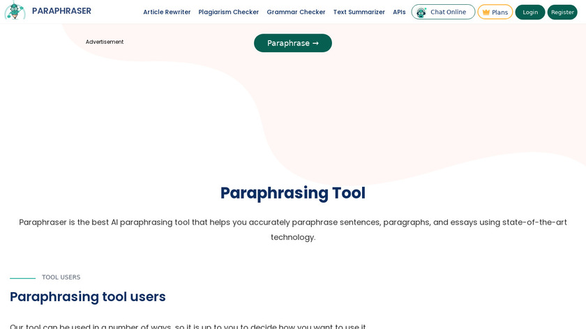 Paraphraser.io Landing Page