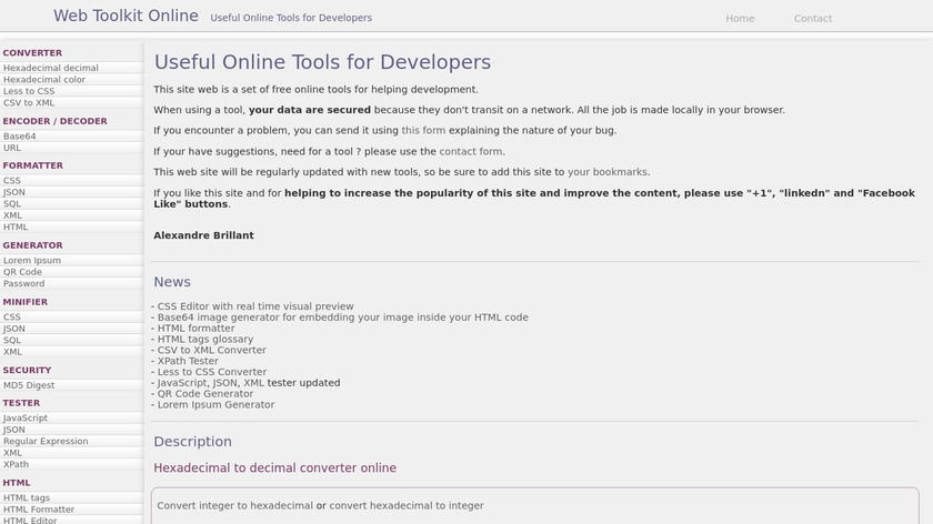 Web Tool Kit Online Landing Page