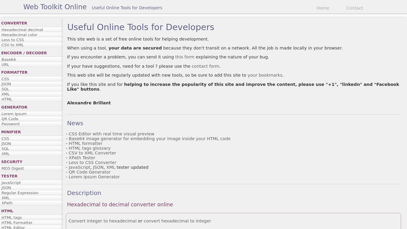Web Tool Kit Online Landing page