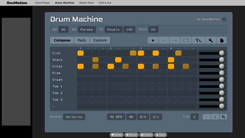 Onemotion Drum Machine Landing Page